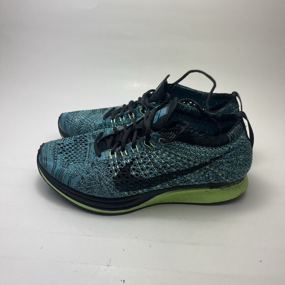 Nike Flyknit Racer Men’s Size 4.5 Blue Lagoon Knit Athletic Shoes - Picture 3 of 10